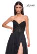 Picture of: Chiffon Gown with High Slit and Strapless Lace Top in Black , Style 32804, Detail Picture 14