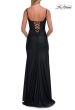 Picture of: Cowl Neck Fitted Gown with Slit and Lace-Up Back in Black, Style: 33365, Detail Picture 14