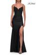 Picture of: Rhinestone Lace Bodice Jersey Gown with Slit and Low Back in Black, Style: 33439, Detail Picture 14