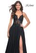 Picture of: Tulle A-Line Gown with Sheer and Beaded Lace Detail in Black, Style: 31471, Detail Picture 15