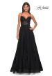 Picture of: A-Line Tulle Gown with Scallop Detail Bodice and Lace Applique in Black, Style: 32028, Detail Picture 15