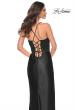 Picture of: Stretch Satin Gown with Bustier Top and Lace Up Back in Black, Style: 32264, Detail Picture 15
