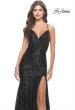 Picture of: Long Sequin Gown with Dramatic Flare Skirt and Slit in Black, Style: 31140, Detail Picture 16