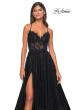 Picture of: A-Line Tulle Gown with Scallop Detail Bodice and Lace Applique in Black, Style: 32028, Detail Picture 17