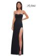 Picture of: Strapless Jersey Dress with Rhinestone Neckline and Slit Detail in Black , Style 32825, Detail Picture 17