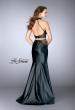 Picture of: Vegan Leather Two Piece Prom Dress and Open Back in Black, Style: 24754, Back Picture