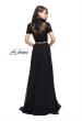 Picture of: Two Piece Dress with Beaded Lace Top and Sheer Back in Black, Style: 25401, Back Picture