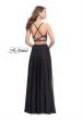 Picture of: Long Two Piece Dress with Beading and Strappy Back in Black, Style: 25469, Back Picture