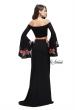 Picture of: Two Piece Off the Shoulder Dress with Long Bell Sleeves in Black, Style: 25741, Back Picture