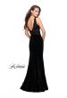 Picture of: Long Embellished Velvet Prom Dress with a Low V Back in Black, Style: 25824, Back Picture