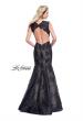 Picture of: Long Beaded Lace Mermaid Prom Dress with Open Back in Black, Style: 26120, Back Picture