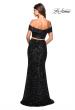 Picture of: Two Piece Sequin Off the Shoulder Prom Dress in Black, Style: 27020, Back Picture