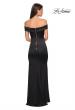 Picture of: Form Fitting Off the Shoulder Satin Prom Dress in Black, Style: 27752, Back Picture