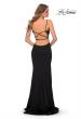 Picture of: Long Jersey Prom Dress with Cut Out Open Back in Black, Style: 28567, Back Picture