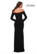 Picture of: Long Sleeve Off the Shoulder Black Jersey Gown in Black, Back Picture