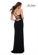 Picture of: Net Jersey Long Dress with Knot Detail Waist in Black, Style 29624, Back Picture
