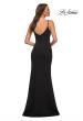 Picture of: Simple Jersey Gown with V Neckline and Slit in Black, Back Picture