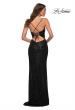 Picture of: Long Sequin Gown with Wrap Style Top and Slit in Black, Back Picture