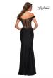 Picture of: Luxe Off the Shoulder Gown with Mesh Side and Back Panels in Black, Back Picture