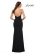 Picture of: Net Jersey Long Dress with Ruching and Diamond Straps in Black, Style: 30701, Back Picture