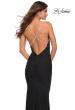 Picture of: Rhinestone Strap Net Jersey Dress with Ruching in Black, Back Picture