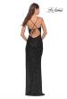 Picture of: Simple Stretch Sequin Gown with High Circle Slit in Black, Style: 31166, Back Picture