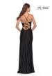 Picture of: Drape Neckline Jeweled Jersey Prom Dress with High Slit in Black, Style: 31221, Back Picture