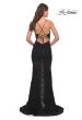 Picture of: Romper Lace Dress with Sheer Skirt and Lace Up Back in Black, Style: 31253, Back Picture