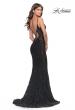 Picture of: Beaded Lace Mermaid Gown with Sheer Side Panels in Black, Style: 31257, Back Picture
