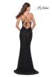 Picture of: Beaded Lace Long Dress with Illusion Bodice in Black, Style: 31359, Back Picture