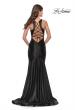 Picture of: Trumpet Liquid Jersey Dress with Deep V Mesh Neckline in Black, Style: 31377, Back Picture