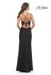 Picture of: Lace Bodice with Tie Up Deep V Neckline Jersey Dress in Black, Style: 31567, Back Picture