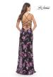 Picture of: Floral Print Sequin Lace Dress with High Slit in Black, Style: 31597, Back Picture