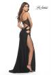 Picture of: Side Cut Out Jersey Gown with Rhinestone Bodice in Black, Style: 31599, Back Picture