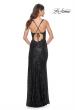 Picture of: Sequin Prom Dress with Lace Detail Illusion Bodice in Black, Style: 31657, Back Picture