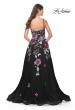 Picture of: Sequin Floral Print A-Line Tulle Gown with High Slit in Black, Style: 32019, Back Picture