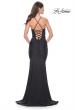 Picture of: Bustier Illusion Rhinestone Bodice with Ruched Skirt Prom Dress in Black, Style: 32064, Back Picture
