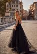 Picture of: Tulle A-Line Gown with Satin Bustier Top in Black, Style: 32065, Back Picture