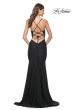 Picture of: Fitted Jersey Prom Dress with Full Rhinestone Illusion Bodice in Black, Style: 32079, Back Picture