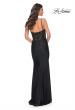 Picture of: Sheer Lace Top with Ruched Jersey Skirt Prom Dress in Black, Style: 32132, Back Picture