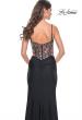 Picture of: Fitted Jersey Prom Dress with Sequin Lace Illusion Bodice in Black, Style: 32133, Back Picture