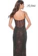 Picture of: Multi Color Rhinestone Fishnet Gown with Illusion Bodice in Black, Style: 32177, Back Picture