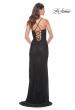 Picture of: Fishnet Rhinestone Prom Dress with Bustier Top and High Slit in Black, Style: 32210, Back Picture