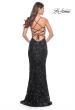 Picture of: Black Print Sequin Gown with Square Neckline in Black, Style: 32255, Back Picture