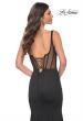 Picture of: Mermaid Jersey Gown with Bustier Top and Lace Up Back in Black, Style: 32268, Back Picture