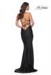 Picture of: Ruched Jersey Dress with Rhinestone Mesh Draped Top in Black, Style: 32319, Back Picture