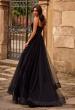 Picture of: Beautiful A-line Tulle Dress with Eyelet Neckline and Lace Top in Black , Style 32594, Back Picture