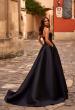 Picture of: Chic Stretch Mikado A-line Evening Dress with Sheer Back in Black , Style 32670, Back Picture