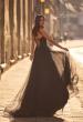 Picture of: A-line Tulle Dress with Satin Top and Rhinestone Neckline in Black , Style 32731, Back Picture