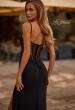 Picture of: Corset Jersey Prom Dress with Deep V Neckline in Black , Style 32763, Back Picture